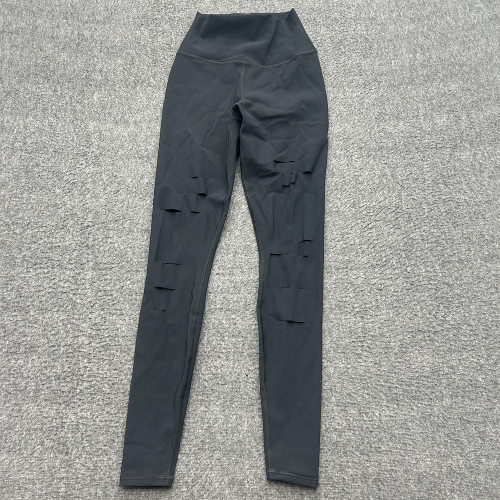 ALO Yoga High-Waist Ripped Warrior Black Leggings XXS